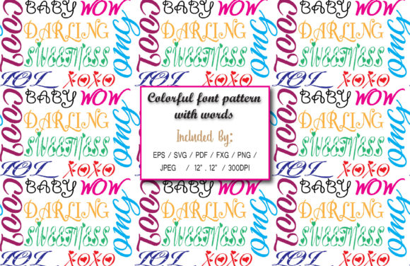 Colorful Pattern with Words: A Vibrant Addition to Your Creative Projects
