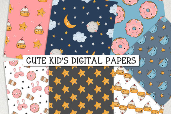 Cute Kid's Digital Papers for Creative Projects