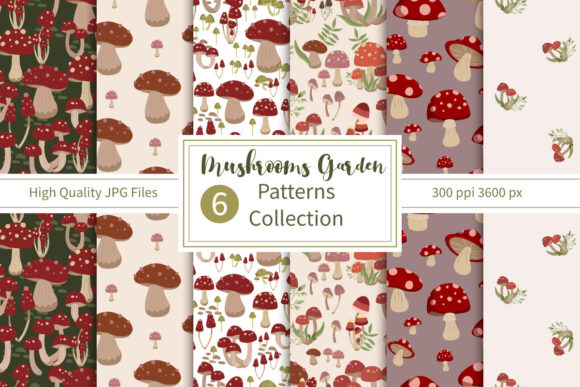 Cute Mushrooms Garden Pattern Collection: A Versatile Design Resource