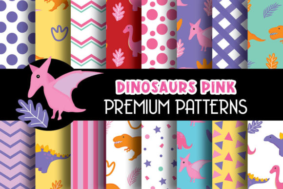 Dinosaurs Girls Pink Digital Papers