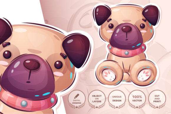 Pug Dog - Seamless Pattern