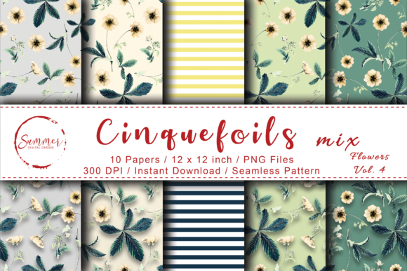 Scrapbooking Floral Pattern Cinquefoils
