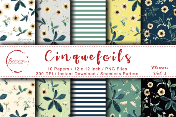 Seamless Floral Pattern - Cinquefoils