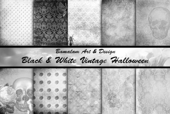 Vintage Black White Halloween Papers